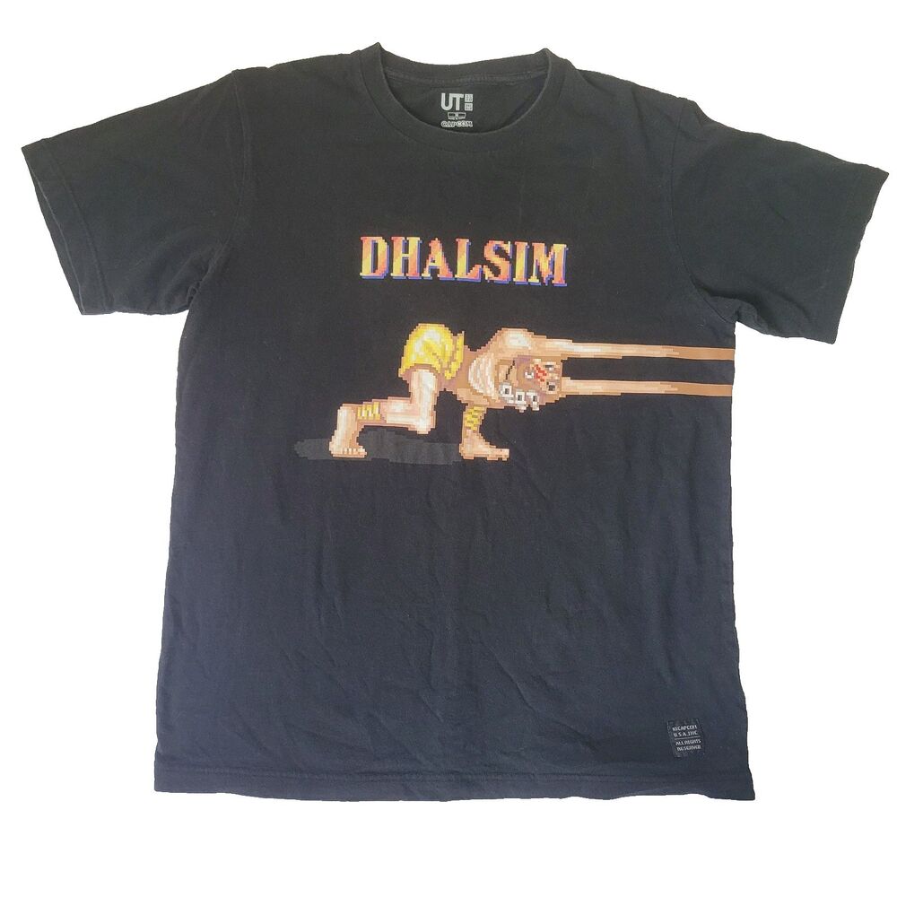 UNIQLO x Capcom Dhalsim Street Fighter T-Shirt M Black Graphic Gamer Tee